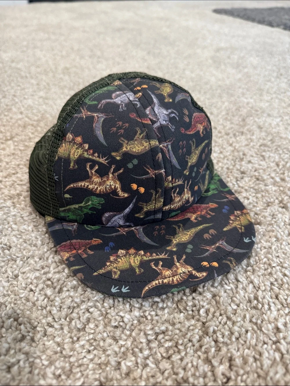 George Hats Infant Dinosaur Print Trucker Hat - Olive Green